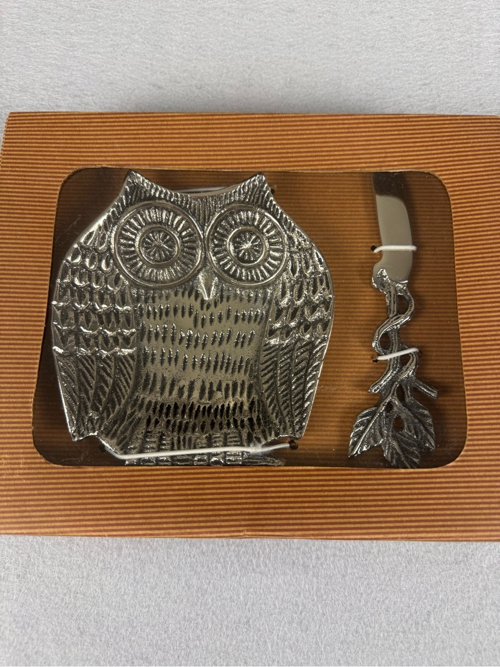 Metal Owl Dip Dish w/ Spreader